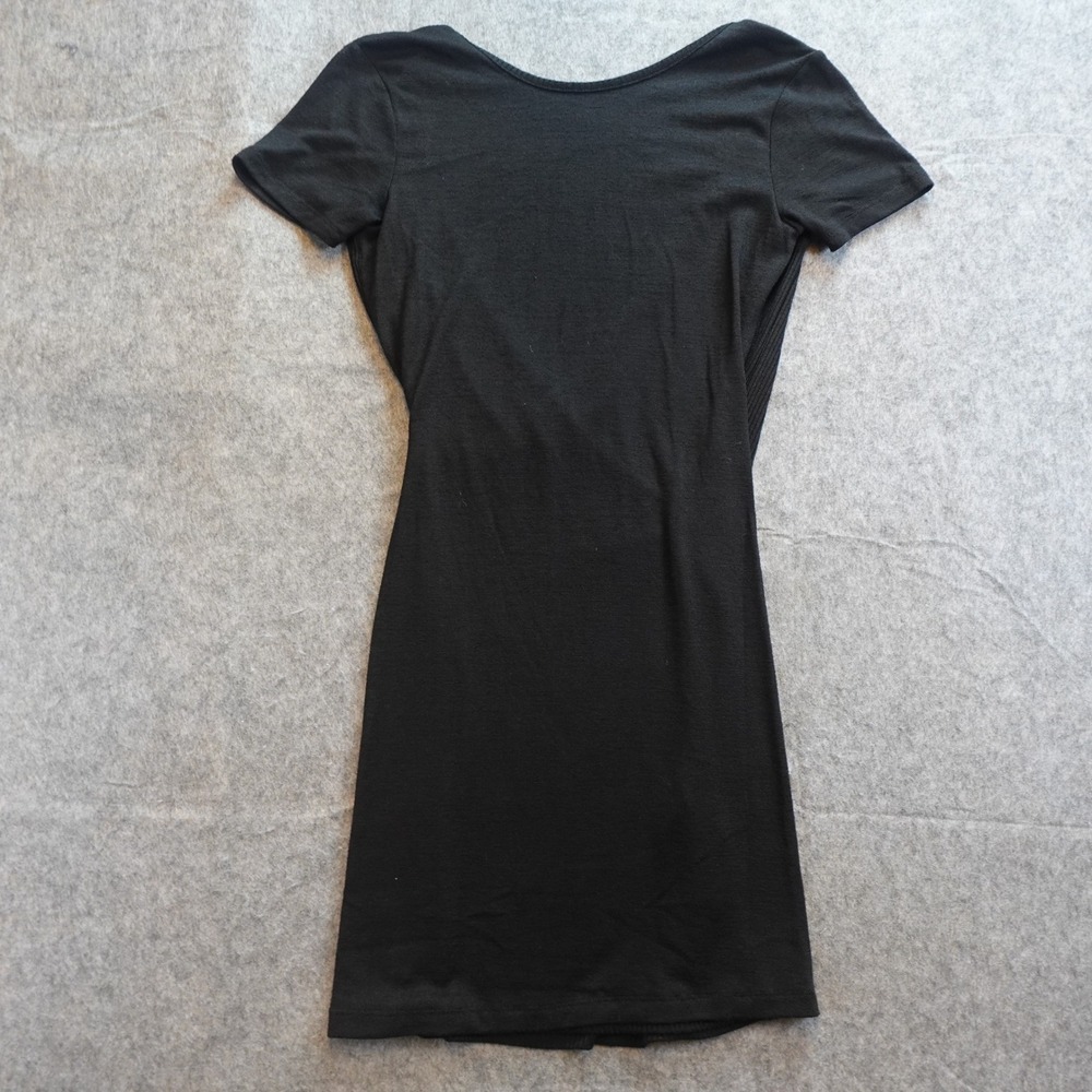 Rag and Bone Dress Women Extra Small Black Wrap Textured Mini LBD Simple TShirt - Picture 3 of 10